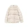 Moncler Verie Teddy Hooded Short Down Jacket In Neutral
