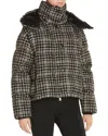 Moncler Andronne Checked Tweed Down Jacket In Black