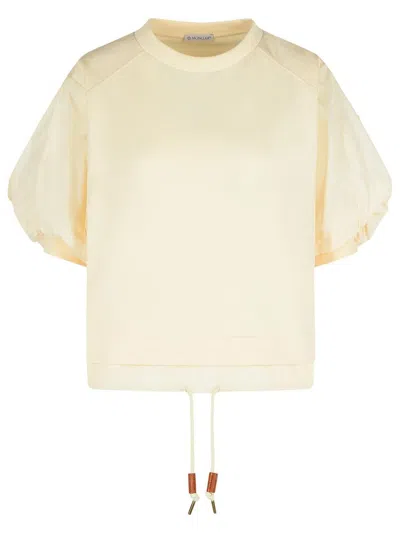 MONCLER MONCLER 'OVER' IVORY COTTON T-SHIRT