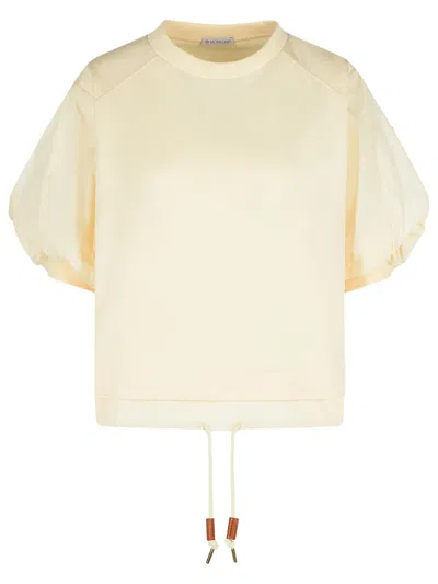 MONCLER OVER IVORY COTTON T-SHIRT