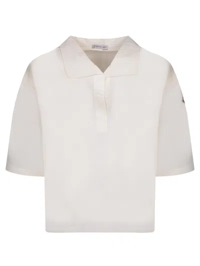 Moncler Cotton Polo Shirt In Neutrals