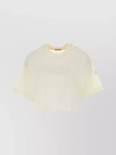 Moncler Oversize Cotton T-shirt Cropped Length In Neutral