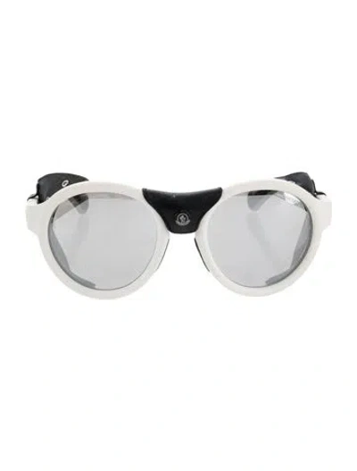 Pre-owned Moncler Oversize Mirrored Sunglasses In Black/white
