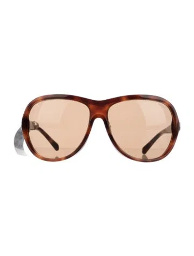 Pre-owned Moncler Oversize Tinted Sunglasses In Brown