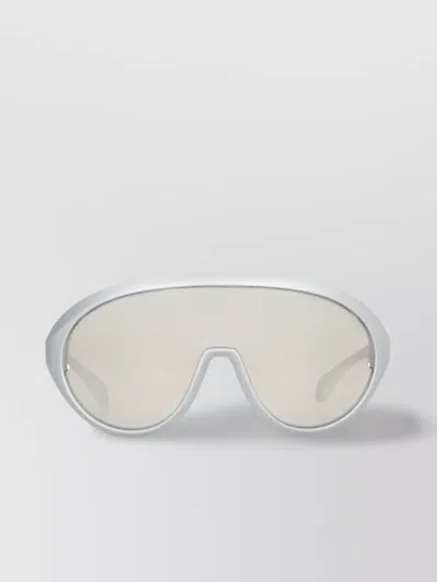Moncler Oversized Oval Sunglasses With Curved Arms In White