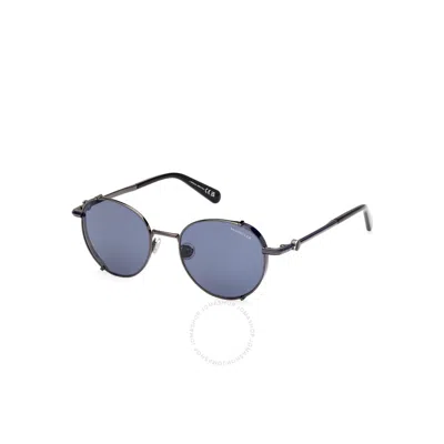Moncler Owlet Blue Round Unisex Sunglasses Ml0286 08v 50 In Black