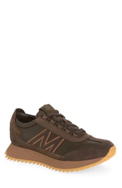 Moncler Pacey2 Suede-trimmed Sneakers In Brown