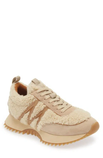 Moncler Pacey Genuine Shearling Sneaker In Beige