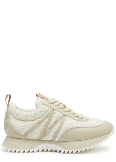 Moncler Pacey Panelled Leather Sneakers In Beige