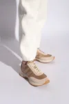 Moncler Pacey Metallic Runner Sneakers In Beige