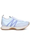 Moncler Low-top Sneakers With Nylon And Leather In Light Blue