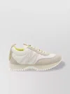 Moncler Pacey Sneakers Leather M-shaped Detail In Neutral