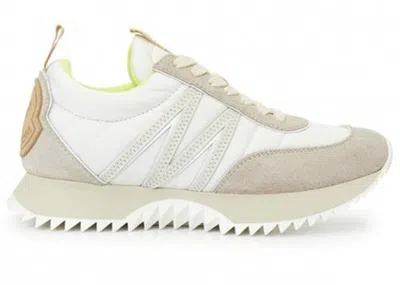 Pre-owned Moncler Pacey Suede Sneaker (women's) Sneakers In Beige/white