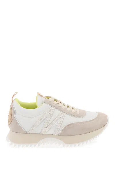 Moncler Pacey Trainers In Nylon And Suede Leather. In White