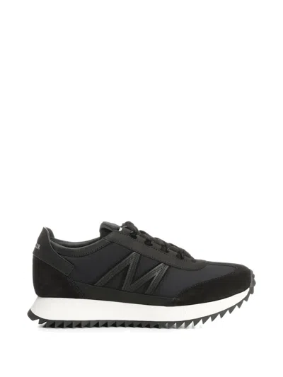 Moncler Pacey2 Sneakers In Black Suede And Nubuck In Multi