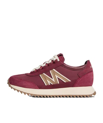 Moncler Pacey2 Suede  Nubuck Trainers In Burgundy