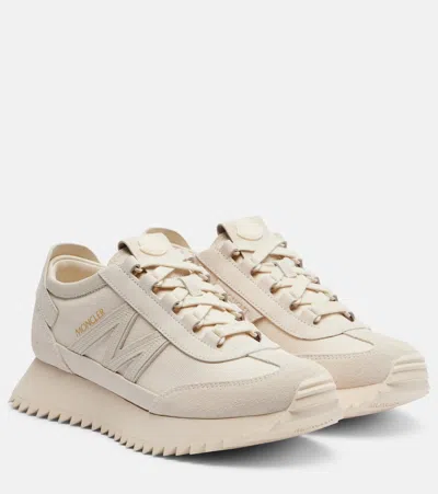 Moncler Pacey2 Suede-trimmed Sneakers In Nude