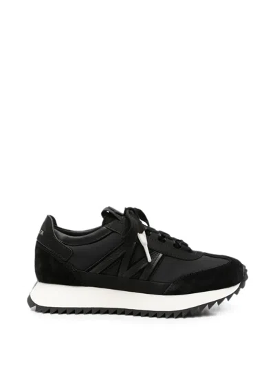 Moncler Sneakers Contrast Sole Quilted Panels Suede Accents In Black