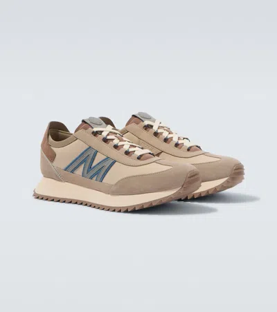 Moncler Beige Suede And Nubuck Pacey2 Sneakers In Neutral