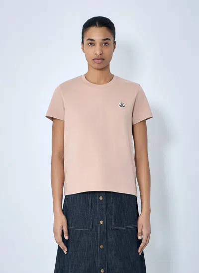 Moncler Pack Of Three Cotton Jersey Logo T-shirts In Pink