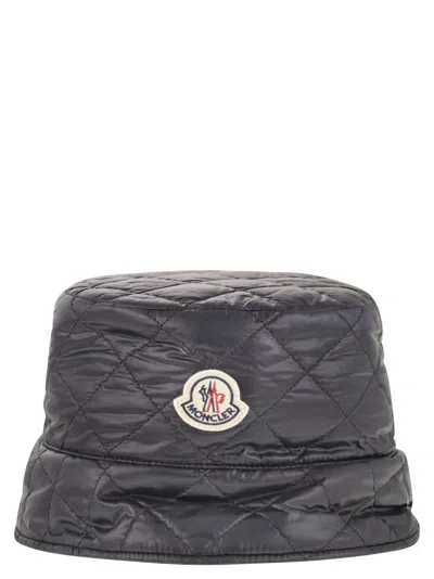 Moncler Padded Bucket Hat With Diamond Quilting In Black