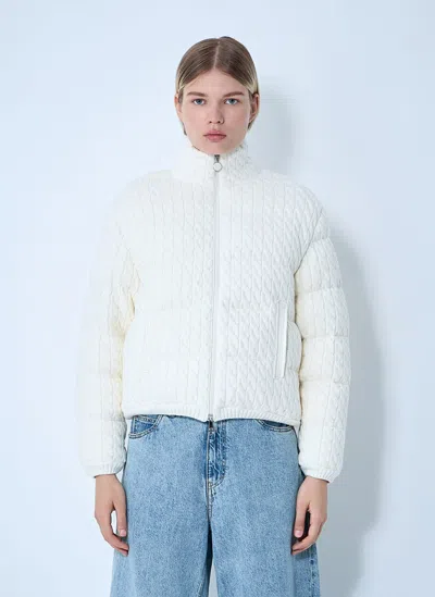 Moncler Padded Cabel Cardigan In White