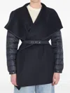 Moncler Quilted Wool Cape Coat In Blue