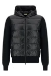 Moncler Hooded Quilted Sweater Ribbed Sleeves In Animal Print