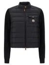 Moncler Padded Wool Cardigan With Zip In Black