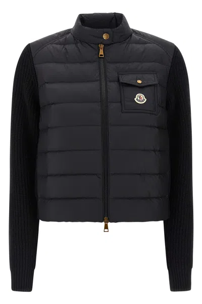 Moncler Padded Cardigan In Black