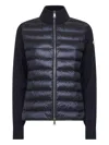 Moncler Blue Quilted High Collar Sweater In Black