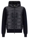 Moncler Hooded Quilted Sweater Ribbed Sleeves In Black