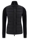 Moncler Quilted Cardigan Featuring Ribbed Collar And Cuffs In Black