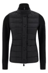Moncler Quilted Cardigan Featuring Ribbed Collar And Cuffs In Black