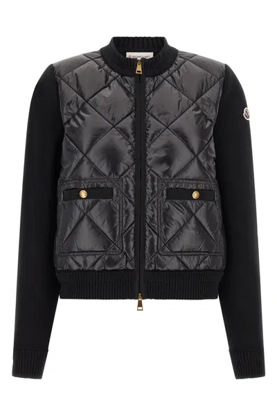 Moncler Padded Cardigan In Black