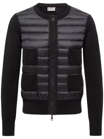 Moncler Padded Cardigan In Black
