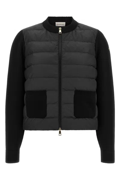 Moncler Padded Cardigan In Black