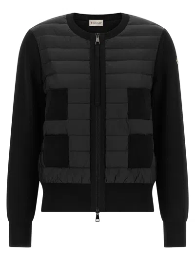 Moncler Quilted Hybrid Down Jacket In Black