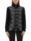 Moncler Down-panelled High-neck Wool Cardigan In Black