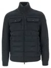 Moncler Quilted High Collar Cardigan Featuring Pockets In Black