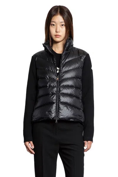 Moncler Padded Cardigan In Wool In Black
