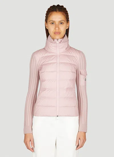 Moncler Padded Cardigan In Pink