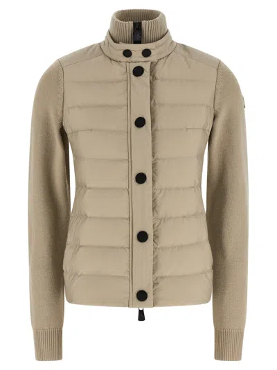 MONCLER PADDED CARDIGAN SWEATERS AND CARDIGANS BEIGE