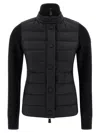 Moncler Quilted Cardigan Featuring Ribbed Collar And Cuffs In Black