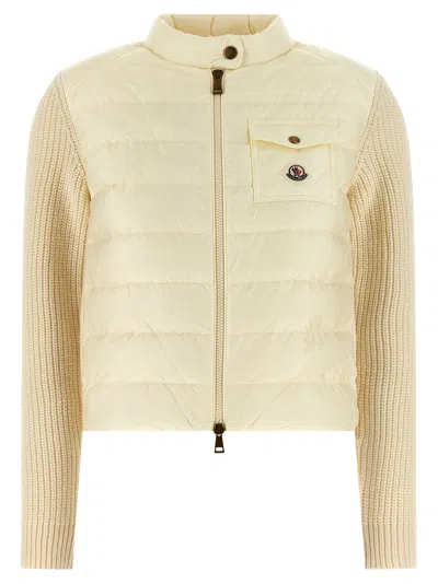 MONCLER PADDED CARDIGAN SWEATERS AND CARDIGANS WHITE