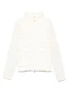 Moncler Logo Patch Padded Knit Cardigan In White