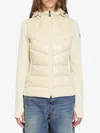 Moncler Ivory Zip-up Hooded Padded Cardigan In Neutral