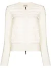 Moncler Down-paneled Knitted Jacket In White