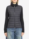 Moncler Padded Cardigan With High Collar In Black