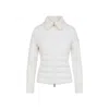 Moncler Quilted High Collar Ribbed Cuffs Jacket In White